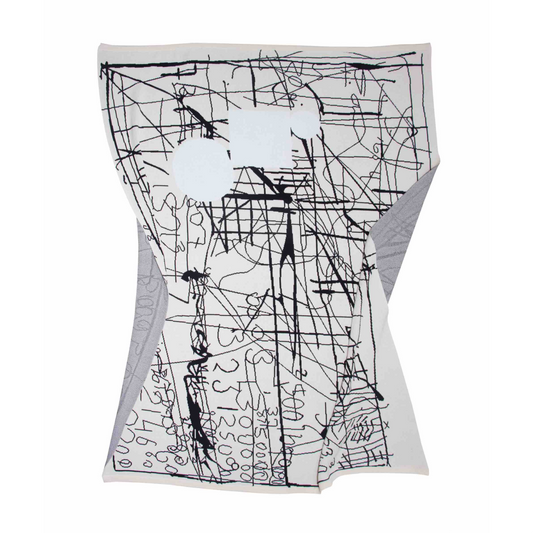 SMTNG GOOD スロー・ブランケット - ECRU, BLACK, WHITE SKETCH 22 X MAJA MALJEVIĆ