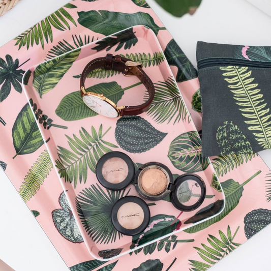 トレー・お盆(中型) handmadebyme/ハンドメイドバイミー(フォリアージュ・オン・ピンク)