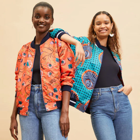 Reversible Unisex Akazi Bomber - Floral/Peacock